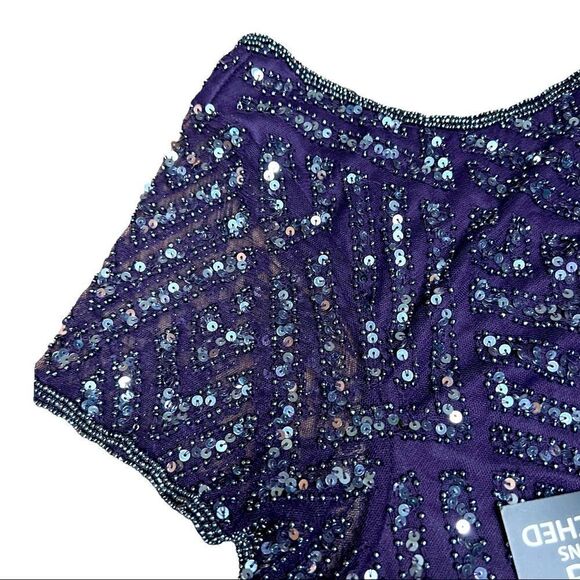 Pisarro Nights Chevron Sequin Sheath Dress In Plum - Picture 4 of 11